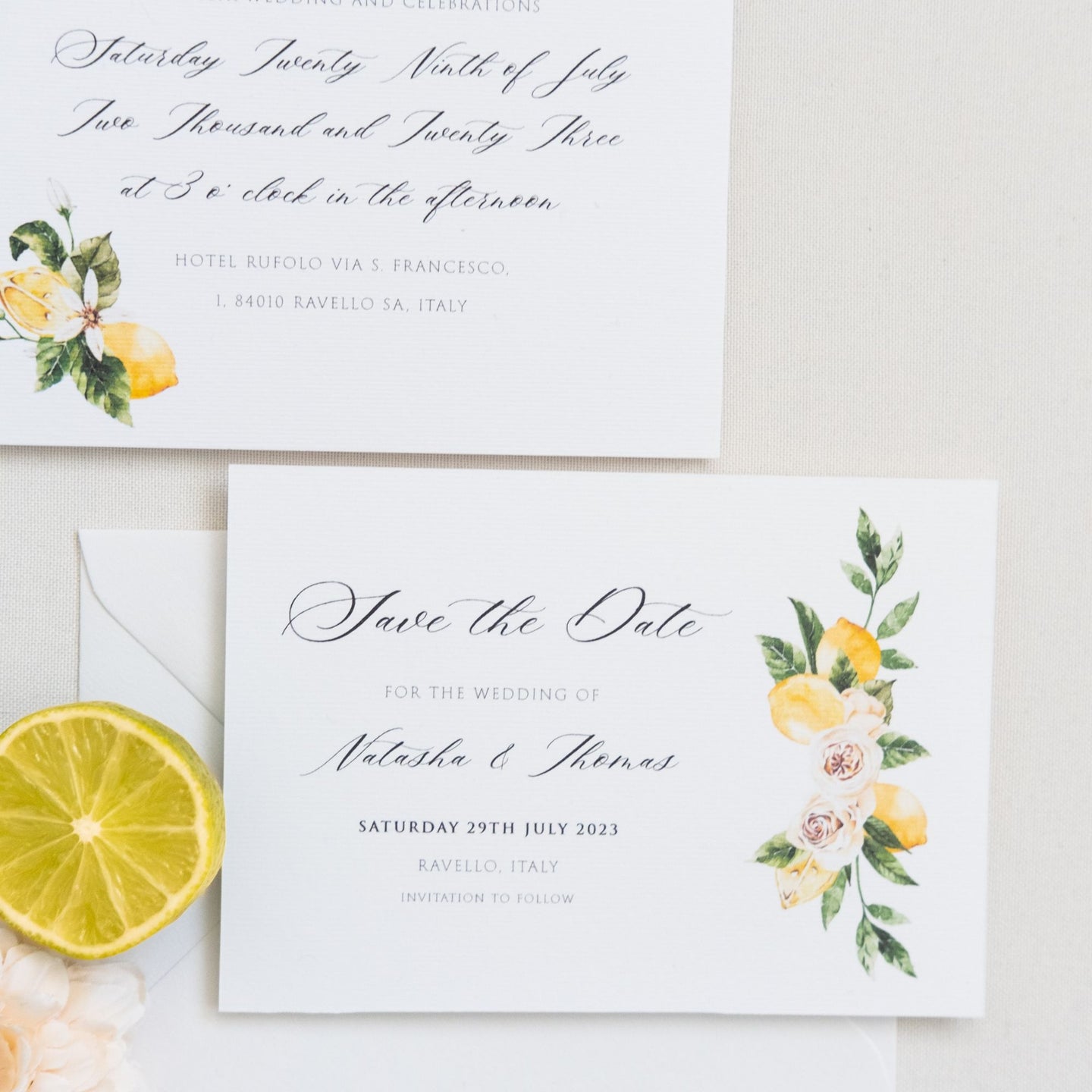 Mediterranean Lemons Wedding Invitation Set